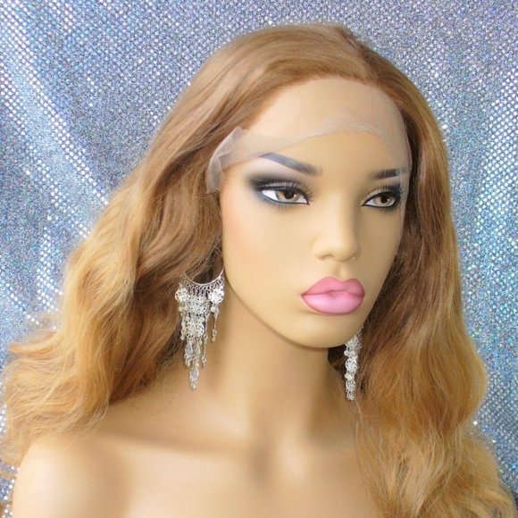 Ginger color long wavy synthetic heat ok wig main image 4